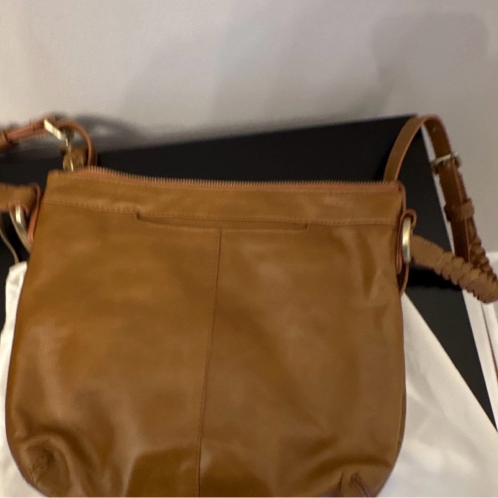 HOBO Cognac Leather Lasso Hobo Crossbody or Shoulder Bag with Braided Strap - Picture 8 of 9